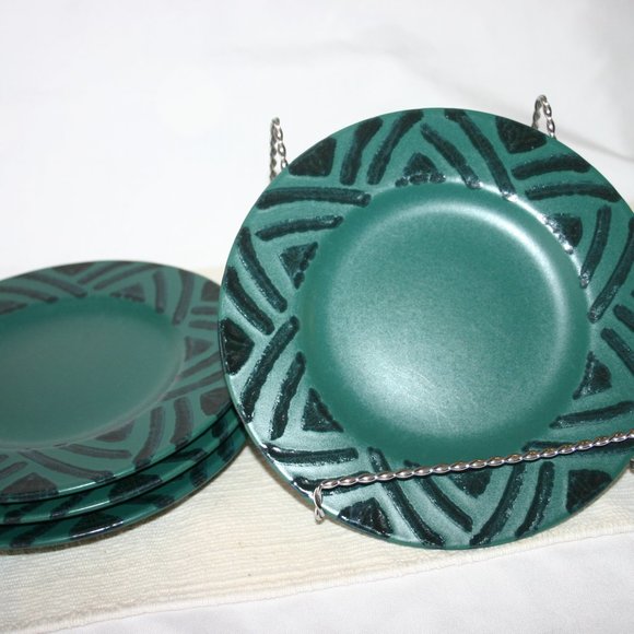 Pfaltzgraff Solstice Dark Green Lot of 4 Bread or Appetizer 8" Plate R-156 - Picture 1 of 6